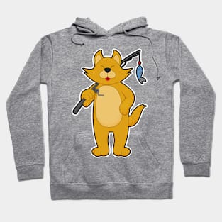 Cat at Fishing with Fishing rod & Fish Hoodie